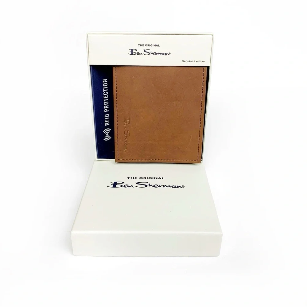 Ben Sherman Tan Genuine Leather Bi-Fold Wallet